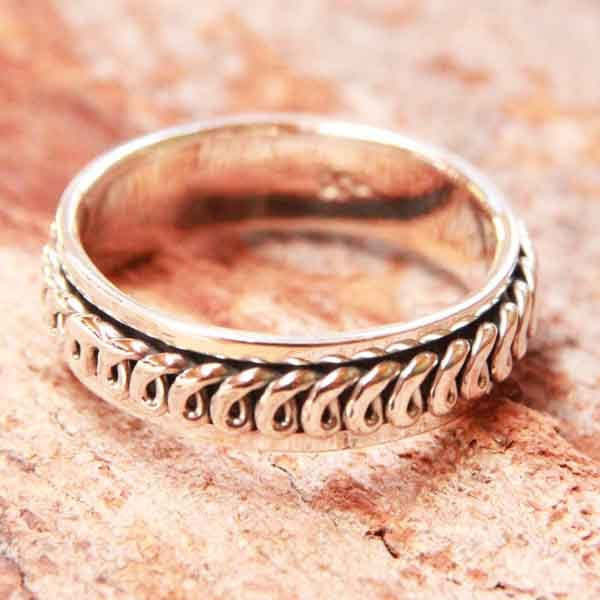 Anneau tournant antistress Molga en argent