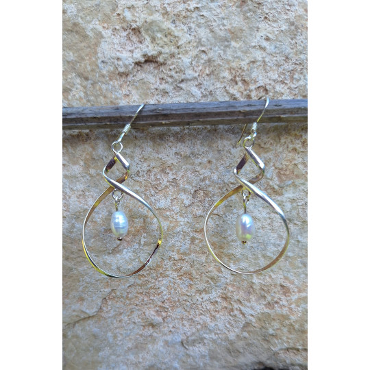 Boucles d'Oreilles Élégance Moderne en Argent 925 avec Perles