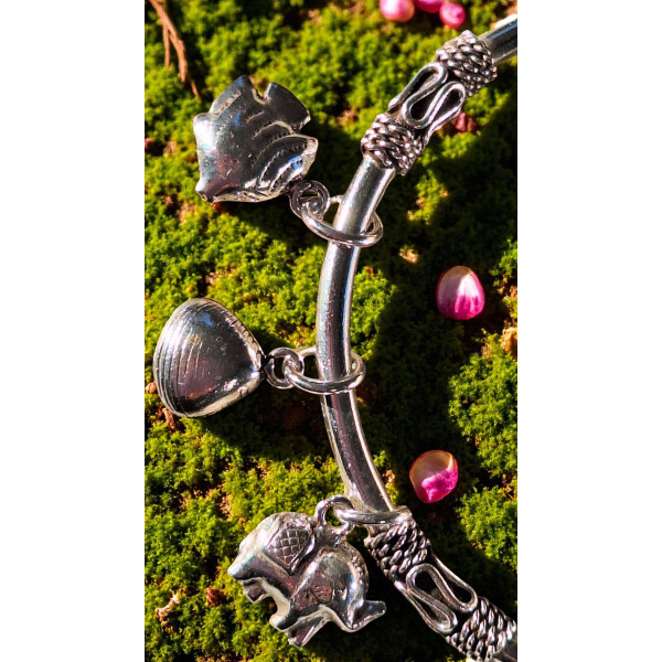 Bracelet jonc enfant ou ado argent breloques poisson, éléphant, coquillage