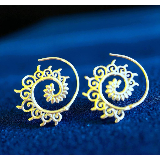 Boucles d'oreilles Tourbillon Floral en argent 925