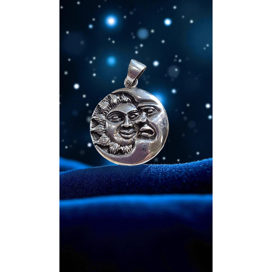 Pendentif soleil et lune en argent