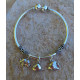 Bracelet jonc enfant ou ado argent breloques poisson, éléphant, coquillage