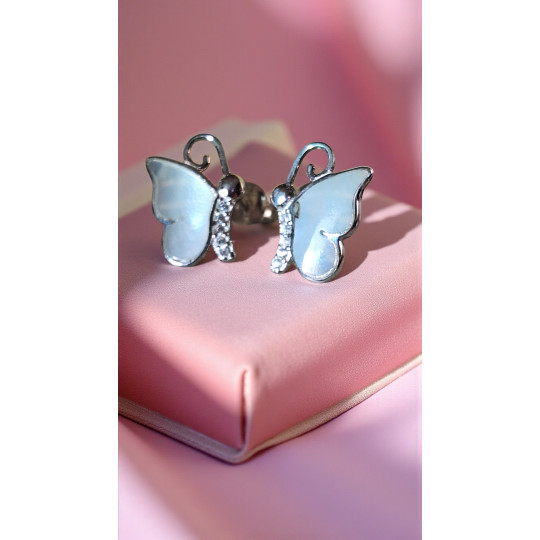 Boucles d'oreilles papillon en argent pour enfant