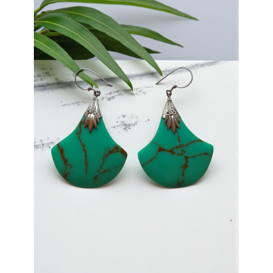 Boucles d'oreilles argent pendante Turquoise
