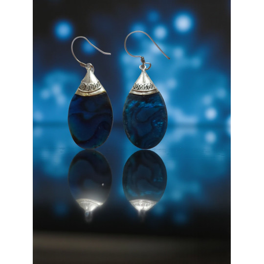 Boucles d'oreilles argent pendantes Avalon bleu