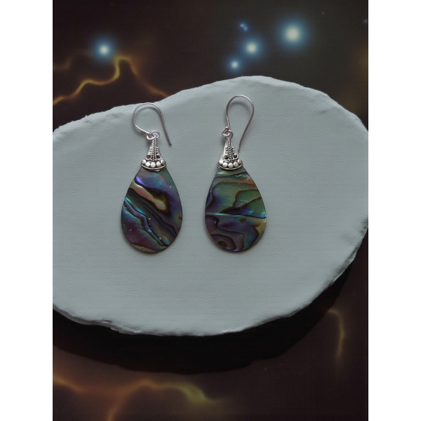 Boucles d'oreilles argent pendante en pierre de Bali