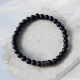 Bracelet fantaisie Vano pierres noires mat et argent
