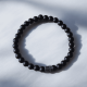 Bracelet fantaisie Vano pierres noires mat et argent