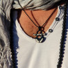 Collier fantaisie homme boules noires et pendentif Dark bull