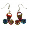 Boucles d'oreilles pendantes "Aruba" coton tressé multicolore et rhodium