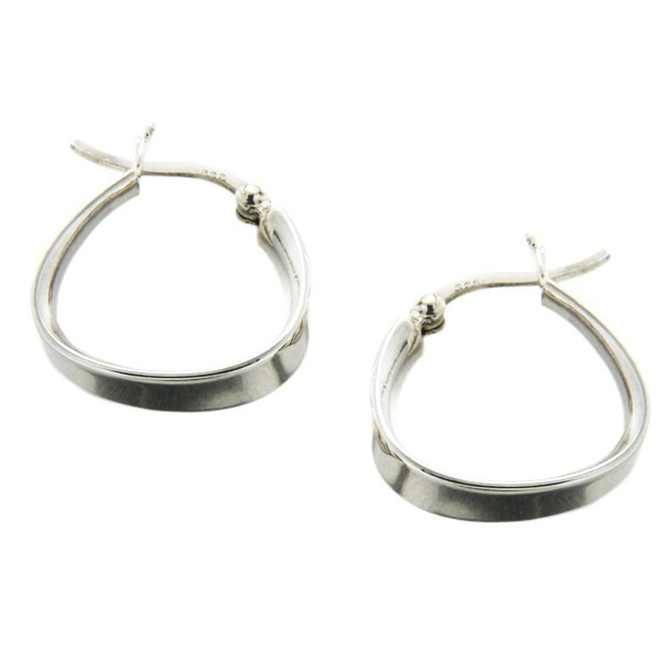 Boucles D'oreilles Créoles En Argent Sterling 925 - Tube Carré 25 Mm - Clous - Neufes Avec étiquettes
