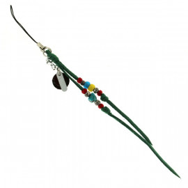 Bijou de sac et porte clé "Anaba", en cuir et perles colorées