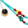 Bijou de sac et porte clé "Anaba", en cuir et perles colorées