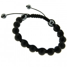 Bracelet shamballa en boules d'agates noires mat