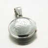 Pendentif argent porte photo rond ciselé