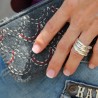 Bague fantaisie femme trois anneaux argent carrés