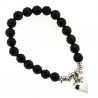 Bracelet fantaisie cœur d'argent et boules d'onyx