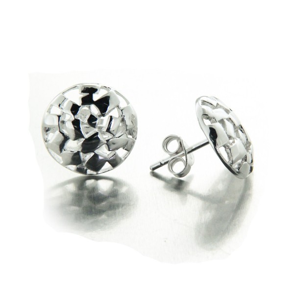Boucles D'oreilles En Argent Massif à Paillettes Jaunes Givrées - Style Clou - Occasion