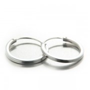 Boucles D'oreilles Créoles En Inox Argenté - Forme Carrée/rectangulaire, Unisexe