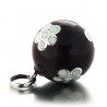 Pendentif Bola de grossesse boule émail prune et fleurs