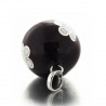Pendentif Bola de grossesse boule émail prune et fleurs