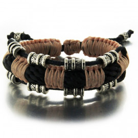 Bracelet Mâa force tribale en corde tressée bicolore