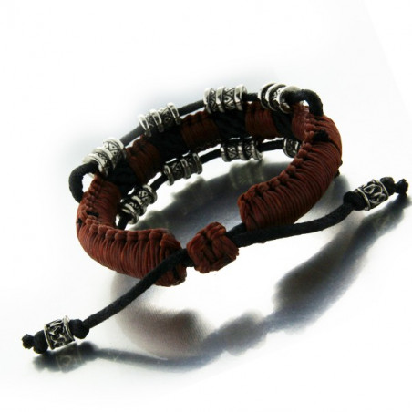Bracelet Mâa force tribale en corde tressée bicolore