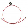 Bracelet cuir rose et breloque argent feuille ciselée