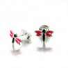 Boucles d'oreilles enfant libellule argent et émail
