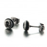 Boucles d'oreilles skull en acier brossé et caoutchouc