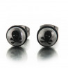 Boucles d'oreilles skull en acier brossé et caoutchouc