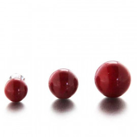 Boucles d'oreilles puces "Red Sea" en argent et boule de corail rouge
