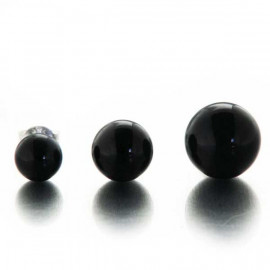 Boucles d'oreilles puces "Black moon" en argent et boule d'onyx