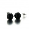 Boucles d'oreilles puces "Black moon" en argent et boule d'onyx