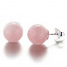 Boucles d'oreilles puces en argent et quartz rose