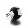 Pendentif Bola de grossesse boule émail noir et fleurs