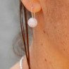 Boucles d'oreilles fantaisie boules de quartz rose et argent