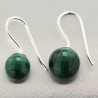 Boucles d'oreilles pendantes Ongaja en argent et boule de malachite