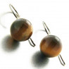 Boucles d'oreilles fantaisie oeil de tigre et argent