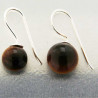 Boucles d'oreilles pendantes "Birma" en argent et oeil de tigre