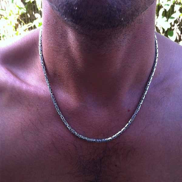 Collier Ras De Cou Maille Balinaise Snake Argent Massif Collier Ras De Cou Maille Balinaise Snake Argent Massif