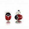 Boucles d'oreilles puces coccinelles en argent et émail