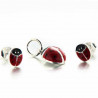 Boucles d'oreilles puces coccinelles en argent et émail
