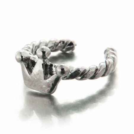 Bague de phalange couronne royale dorée ou argentée