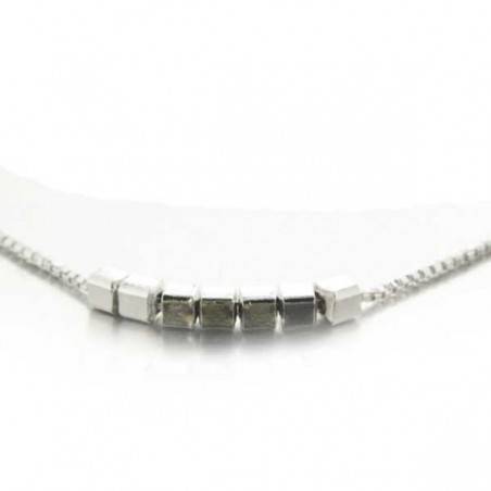 Bracelet fantaisie fine chaînette argent et cubes  breloques