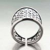 Bague ethnique large évasée en argent tressé