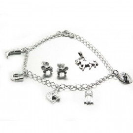 Ensemble Passion cheval, bracelet, boucles d'oreilles et pendentif argent