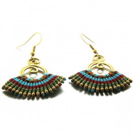 Boucles d'oreilles "Saltillo" en laiton et corde colorée