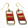 Boucles d'oreilles fantaisie ethniques rectangles perles rouges