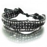 Bracelet fantaisie larges en cuir et perles